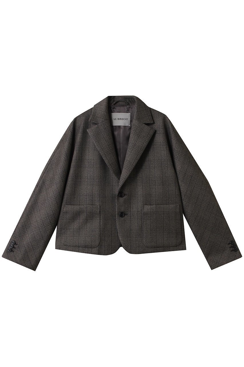 【オブリオ/AUBRIOT】のチェックジャケット インテリア・キッズ・メンズ・レディースファッション・服の通販 founy(ファウニー) 　ファッション　Fashion　レディースファッション　Fashion for Women　アウター　Coat / Outerwear Collection　レディースジャケット・軽アウター　Jackets　イタリア　Italy　クラシック　Classic, Timeless Style　コンパクト　Compact, Small Size　ジャケット　Jacket, Outerwear　チェック　Check, Plaid, Tartan　フォルム　Silhouette, Form　ボックス　Boxy, Box Shape　チャコールグレー|ID: prp329100004891762 ipo3291000000036565005