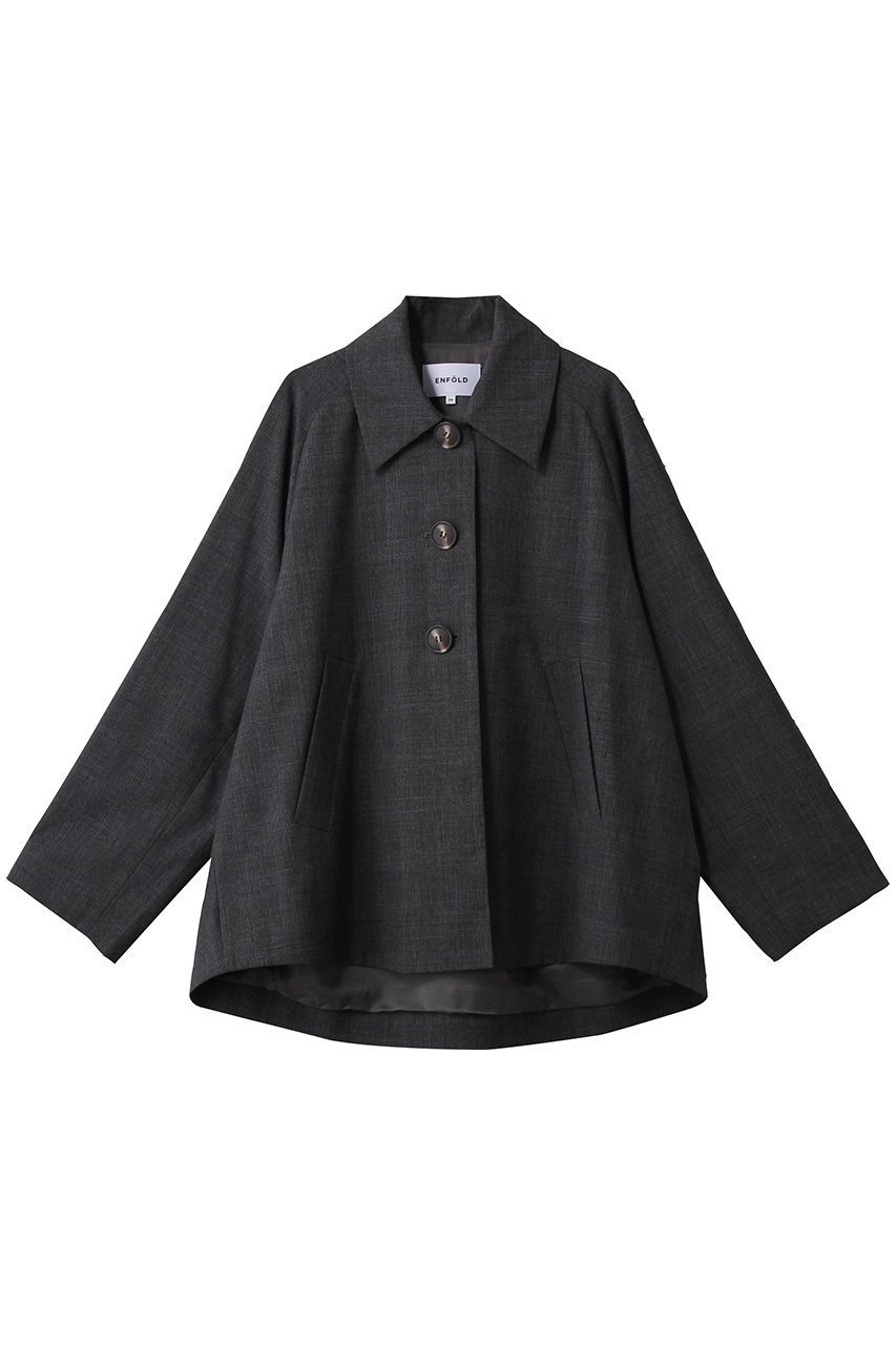 【エンフォルド/ENFOLD】のSOUTIEN COLLAR BOX JACKET ジャケット インテリア・キッズ・メンズ・レディースファッション・服の通販 founy(ファニー) 　ファッション　Fashion　レディースファッション　Fashion for Women　アウター　Coat / Outerwear Collection　レディースジャケット・軽アウター　Jackets　ジャケット　Jacket, Outerwear　スリーブ　Sleeve, Long Sleeve / Short Sleeve　チェック　Check, Plaid, Tartan　バランス　Balance, Style Balance　ミックス　Mix, Mixed Style　ワイド　Wide, Wide Fit　エレガント 上品　Elegant　ブラック|ID: prp329100004891781 ipo3291000000036565149
