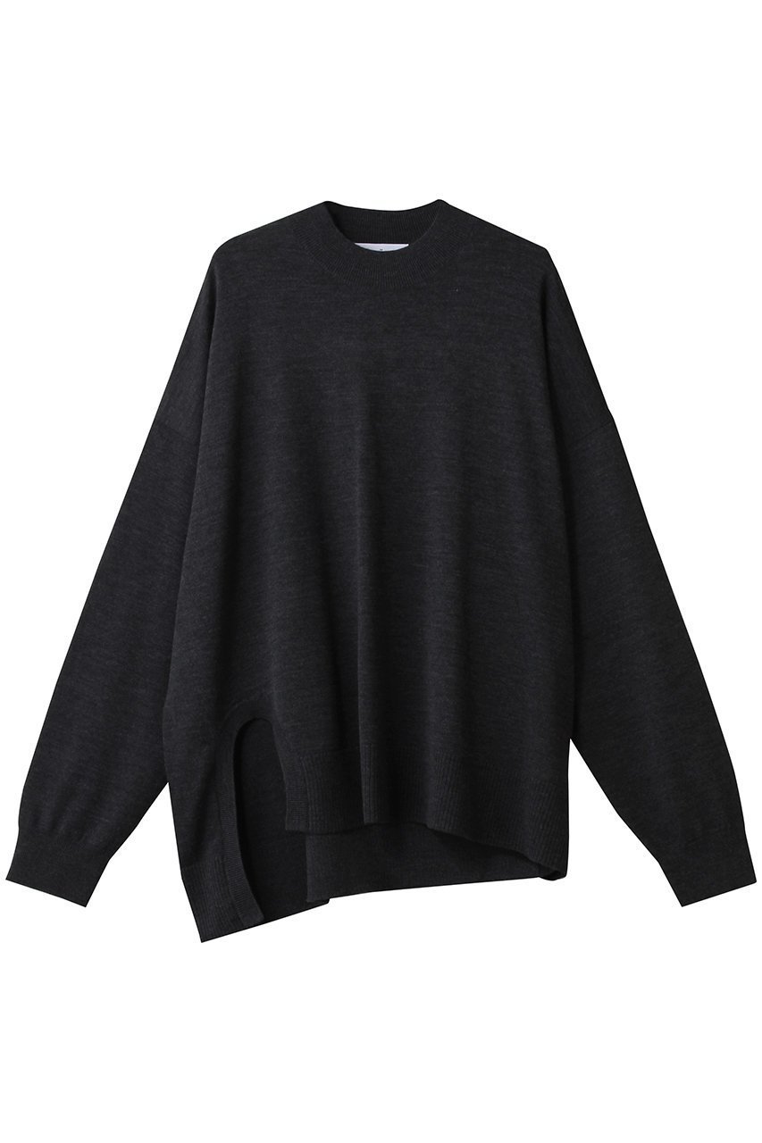 【エンフォルド/ENFOLD】のU SLIT BOX PULLOVER プルオーバー インテリア・キッズ・メンズ・レディースファッション・服の通販 founy(ファニー) 　ファッション　Fashion　レディースファッション　Fashion for Women　トップス・カットソー　Cut & Sew Tops　シャツ・ブラウス・オフィスカジュアル　Elegant Blouses & Button-Ups　ロングTシャツ・Tシャツ　Longline T-Shirts & Tees　カジュアルプルオーバー・ニットトップス　Pullovers & Knit Tops / Casual Pullovers　カットソー・ベーシックTシャツ　Cut-and-Sewn Tops / Stretch Tees & Basics　なめらか　Smooth, Silky Texture　スリット　Slit, Slit Detail　スリーブ　Sleeve, Long Sleeve / Short Sleeve　ハイネック　High Neck, Mock Neck　ボックス　Boxy, Box Shape　ロング　Long, Long-Length　チャコールグレー|ID: prp329100004891791 ipo3291000000036565245