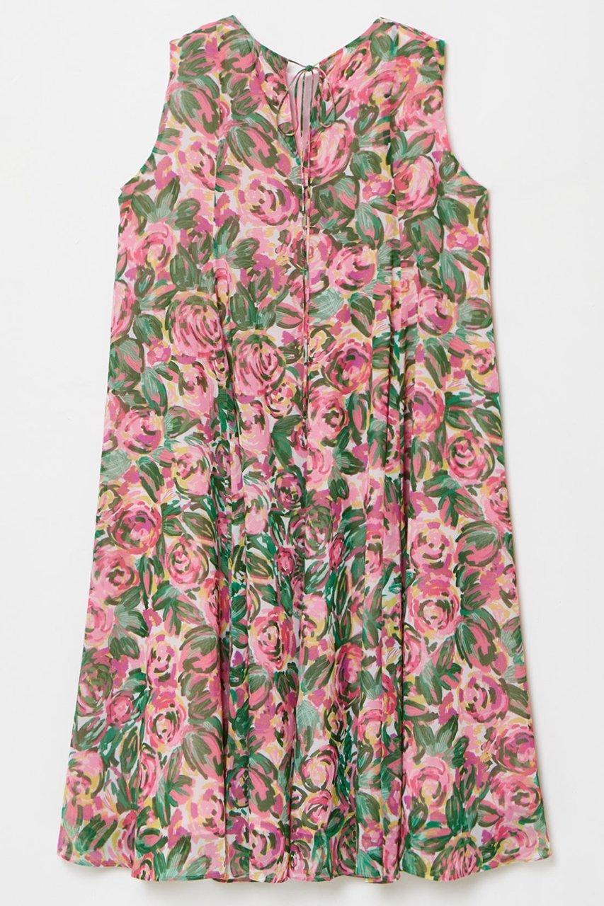 【アルアバイル/allureville】の【LOULOU WILLOUGHBY】SPRINTEXフラワープリントノースリワンピース 人気、トレンドファッション・服の通販 founy(ファニー) 　ファッション　Fashion　レディースファッション　Fashion for Women　ワンピース　Dresses　チュニック　Tunic Tops & Dresses　イタリア　Italy　シフォン　Chiffon, Lightweight Fabric　ジョーゼット　Georgette, Semi-Sheer Fabric　チュニック　Tunic, Long Top　トレンド　Trend, Trending Now　フラワー　Flower, Floral　モチーフ　Motif, Design Theme　other-2|ID: prp329100004891811 ipo3291000000036565449