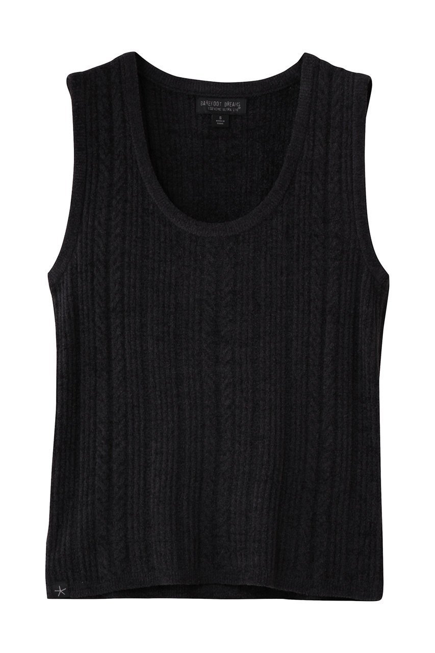 【ベアフット ドリームズ/BAREFOOT DREAMS】のコージーシックウルトラライト ケーブル ニット タンクトップ インテリア・キッズ・メンズ・レディースファッション・服の通販 founy(ファニー) 　ファッション　Fashion　レディースファッション　Fashion for Women　トップス・カットソー　Cut & Sew Tops　ニット　Knit Tops & Sweaters　カジュアルプルオーバー・ニットトップス　Pullovers & Knit Tops / Casual Pullovers　タンク　Tank Top, Sleeveless Top　バランス　Balance, Style Balance　フェミニン　Feminine, Girly　ブラック|ID: prp329100004891891 ipo3291000000036566195
