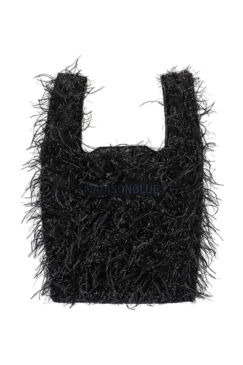 【マディソンブルー/MADISONBLUE】のSHOP BAG S EYELASH ショップバッグ インテリア・キッズ・メンズ・レディースファッション・服の通販 founy(ファウニー) 　ファッション　Fashion　レディースファッション　Fashion for Women　バッグ　Bags　シャイニー　Shiny, Glossy Finish　ジャカード／ジャガード　Jacquard, Woven Pattern　フェザー　Feather, Feather Detail　フランス　France, French　フリンジ　Fringe, Tassel　エレガント 上品　Elegant　ブラック|ID: prp329100004891948 ipo3291000000036566687