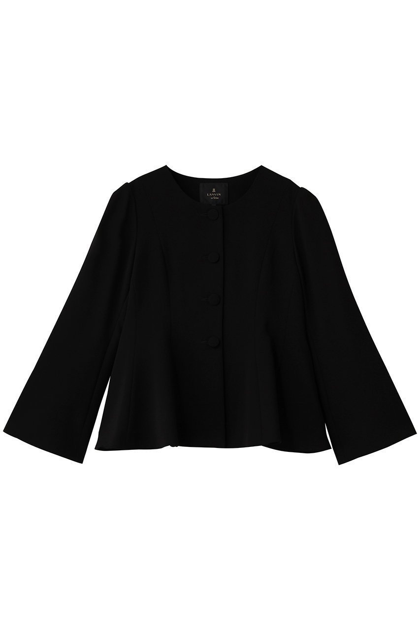 【ランバン オン ブルー/LANVIN en Bleu】のトリアセテートペプラムジャケット インテリア・キッズ・メンズ・レディースファッション・服の通販 founy(ファウニー) 　ファッション　Fashion　レディースファッション　Fashion for Women　アウター　Coat / Outerwear Collection　レディースジャケット・軽アウター　Jackets　ジャケット　Jacket, Outerwear　スリーブ　Sleeve, Long Sleeve / Short Sleeve　フェミニン　Feminine, Girly　フロント　Front, Front Design　ペプラム　Peplum, Flared Hem　ロング　Long, Long-Length　ブラック|ID: prp329100004892103 ipo3291000000036567868
