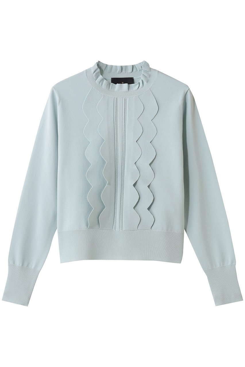【ランバン オン ブルー/LANVIN en Bleu】のスカラフリルニット インテリア・キッズ・メンズ・レディースファッション・服の通販 founy(ファウニー) 　ファッション　Fashion　レディースファッション　Fashion for Women　トップス・カットソー　Cut & Sew Tops　ニット　Knit Tops & Sweaters　カジュアルプルオーバー・ニットトップス　Pullovers & Knit Tops / Casual Pullovers　シンプル　Simple, Minimal　スカラップ　Scallop, Scalloped Edge　スタンド　Stand Collar, Upright Stand　フリル　Frill, Ruffle　サックス|ID: prp329100004892112 ipo3291000000036567928