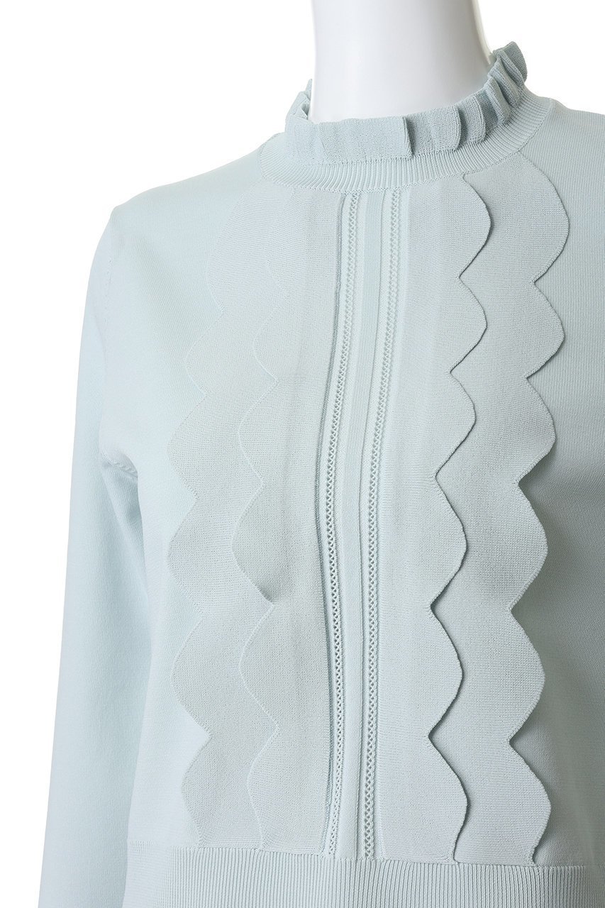 【ランバン オン ブルー/LANVIN en Bleu】のスカラフリルニット 大人の最旬トレンドファッション＆コーディネート founy(ファウニー) 　ファッション　Fashion　レディースファッション　Fashion for Women　トップス・カットソー　Cut & Sew Tops　ニット　Knit Tops & Sweaters　カジュアルプルオーバー・ニットトップス　Pullovers & Knit Tops / Casual Pullovers　シンプル　Simple, Minimal　スカラップ　Scallop, Scalloped Edge　スタンド　Stand Collar, Upright Stand　フリル　Frill, Ruffle　other-5|ID: prp329100004892112 ipo3291000000036567935