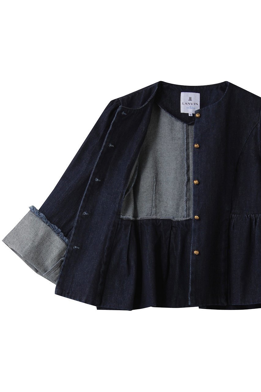 【ランバン オン ブルー/LANVIN en Bleu】のデニムペプラムジャケット 大人の最旬トレンドファッション＆コーディネート founy(ファウニー) 　ファッション　Fashion　レディースファッション　Fashion for Women　アウター　Coat / Outerwear Collection　レディースジャケット・軽アウター　Jackets　おすすめ　Recommended / Our Picks　ジャケット　Jacket, Outerwear　デニム　Denim, Jeans Material　ペプラム　Peplum, Flared Hem　マニッシュ　Mannish, Boyish　リュクス　Luxury, Elegant, High-End, Chic　ワイド　Wide, Wide Fit　other-7|ID: prp329100004892394 ipo3291000000036570234