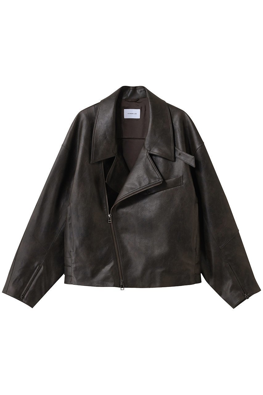 【スタニングルアー/STUNNING LURE】のrフェイクレザーライダースブルゾン インテリア・キッズ・メンズ・レディースファッション・服の通販 founy(ファニー) ファッション Fashion レディースファッション Fashion for Women アウター Coat / Outerwear Collection レディースジャケット・軽アウター Jackets ブルゾンジャケット・スポーティアウター Blouson Jackets ライダースジャケット / レザースタイル Riders Jackets & Biker Style ジャケット Jacket, Outerwear パターン Pattern, Design Print フォルム Silhouette, Form ブルゾン Blouson, Bomber Jacket ライダース Riders ヴィンテージ Vintage Style 切替 Switching, Contrast Panel ダークブラウン|ID: prp329100004892405 ipo3291000000036570318