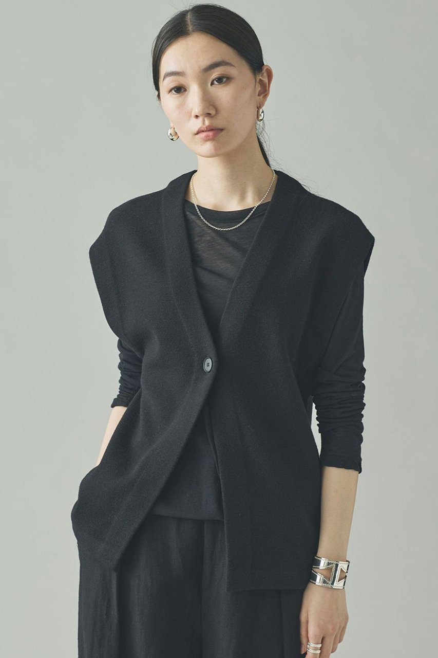 【カレンソロジー/Curensology】のマスキュリンニットベスト インテリア・キッズ・メンズ・レディースファッション・服の通販 founy(ファウニー) 　ファッション　Fashion　レディースファッション　Fashion for Women　アウター　Coat / Outerwear Collection　レディースジャケット・軽アウター　Jackets　おすすめ　Recommended / Our Picks　ショルダー　Shoulder, Shoulder Strap　ジャケット　Jacket, Outerwear　ダブル　Double, Double-Breasted　デニム　Denim, Jeans Material　ベスト　Vest, Waistcoat　ロング　Long, Long-Length　ブラック|ID: prp329100004892416 ipo3291000000036570408
