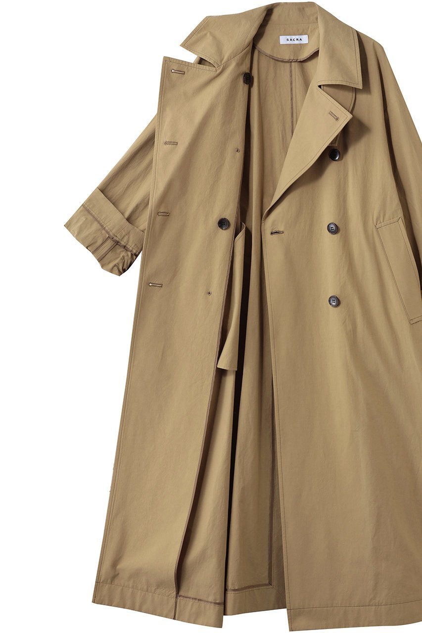 【サクラ/SACRA】のクランプルドコットンロングコート 人気、トレンドファッション・服の通販 founy(ファニー) 　ファッション　Fashion　レディースファッション　Fashion for Women　アウター　Coat / Outerwear Collection　コート・ロングコート・ピーコート　Long Coats, Peacoats & More　スリーブ　Sleeve, Long Sleeve / Short Sleeve　ダブル　Double, Double-Breasted　ロング　Long, Long-Length　other-6|ID: prp329100004892429 ipo3291000000036570535