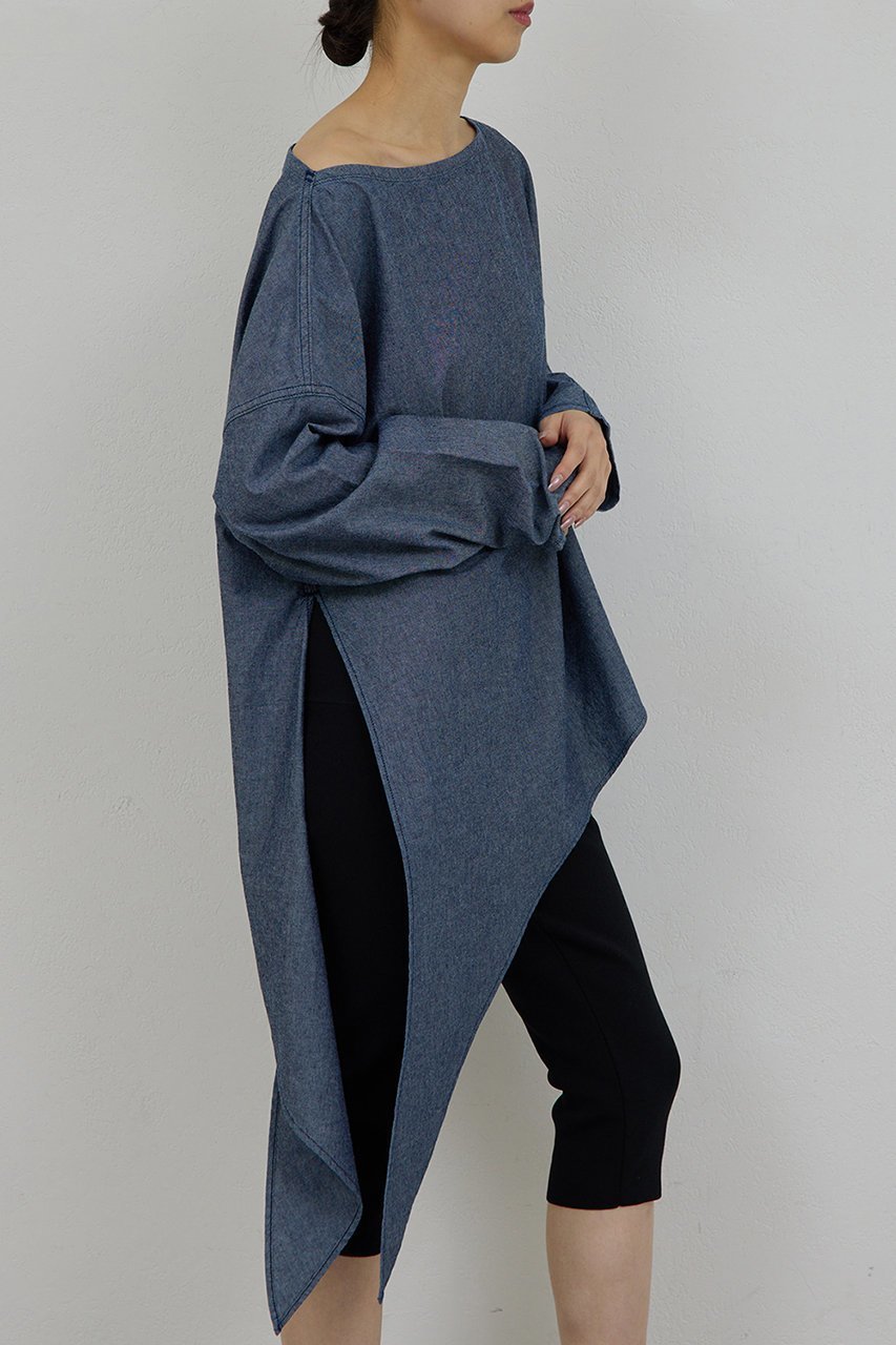 【ガリャルダガランテ/GALLARDAGALANTE】の【PEAS】アシメシャンブレーシャツ 人気、トレンドファッション・服の通販 founy(ファニー) 　ファッション　Fashion　レディースファッション　Fashion for Women　トップス・カットソー　Cut & Sew Tops　シャツ・ブラウス・オフィスカジュアル　Elegant Blouses & Button-Ups　アシンメトリー　Asymmetrical Style　スリーブ　Sleeve, Long Sleeve / Short Sleeve　チュニック　Tunic, Long Top　モダン　Modern, Contemporary　ロング　Long, Long-Length　ワンショル　One Shoulder, Asymmetrical　other-6|ID: prp329100004892441 ipo3291000000036570646