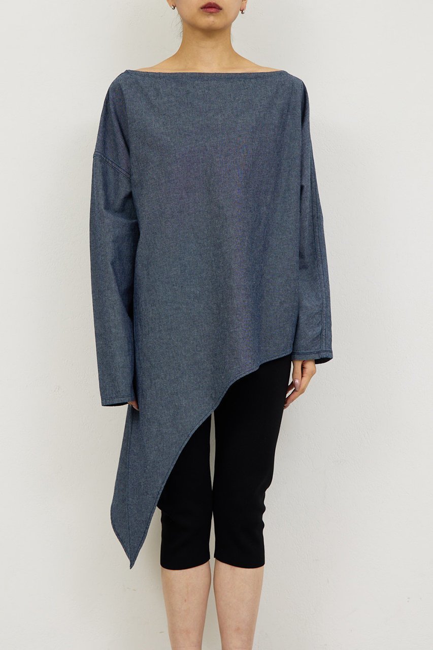 【ガリャルダガランテ/GALLARDAGALANTE】の【PEAS】アシメシャンブレーシャツ 人気、トレンドファッション・服の通販 founy(ファニー) 　ファッション　Fashion　レディースファッション　Fashion for Women　トップス・カットソー　Cut & Sew Tops　シャツ・ブラウス・オフィスカジュアル　Elegant Blouses & Button-Ups　アシンメトリー　Asymmetrical Style　スリーブ　Sleeve, Long Sleeve / Short Sleeve　チュニック　Tunic, Long Top　モダン　Modern, Contemporary　ロング　Long, Long-Length　ワンショル　One Shoulder, Asymmetrical　other-8|ID: prp329100004892441 ipo3291000000036570648