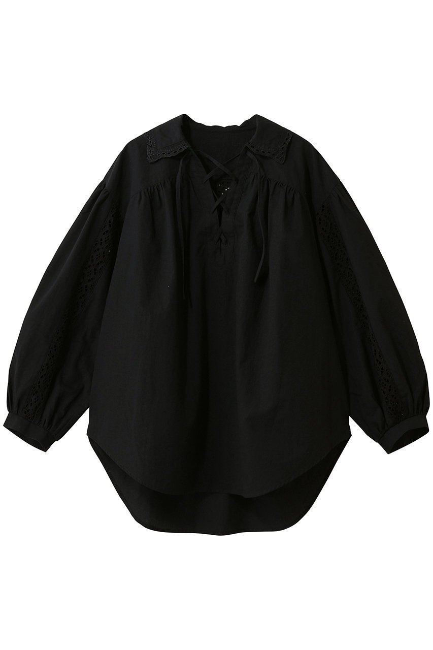 【シンゾーン/Shinzone】のレースアップブラウス インテリア・キッズ・メンズ・レディースファッション・服の通販 founy(ファニー) 　ファッション　Fashion　レディースファッション　Fashion for Women　トップス・カットソー　Cut & Sew Tops　シャツ・ブラウス・オフィスカジュアル　Elegant Blouses & Button-Ups　ギャザー　Gathered, Ruffled　スリーブ　Sleeve, Long Sleeve / Short Sleeve　チュニック　Tunic, Long Top　デニム　Denim, Jeans Material　レース　Lace, Lace Fabric　ロング　Long, Long-Length　ブラック|ID: prp329100004892500 ipo3291000000036571071