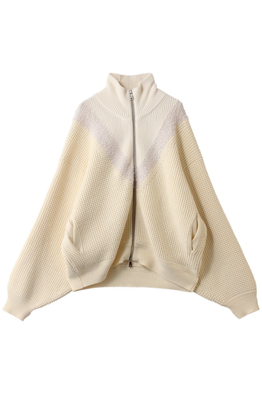 【メゾンスペシャル/MAISON SPECIAL】の【UNISEX】Prime-Over V切替ドライバーズニットブルゾン インテリア・キッズ・メンズ・レディースファッション・服の通販 founy(ファウニー) 　ファッション　Fashion　レディースファッション　Fashion for Women　トップス・カットソー　Cut & Sew Tops　ニット　Knit Tops & Sweaters　カーディガン・羽織り　Layered Style Cardigans　ユニセックス　Unisex, Genderless　カーディガン　Cardigan, Knitwear　ショルダー　Shoulder, Shoulder Strap　ドロップ　Drop Shoulder, Dropped Style　フェミニン　Feminine, Girly　ブルゾン　Blouson, Bomber Jacket　切替　Switching, Contrast Panel　IVR(アイボリー)|ID: prp329100004892505 ipo3291000000036571105