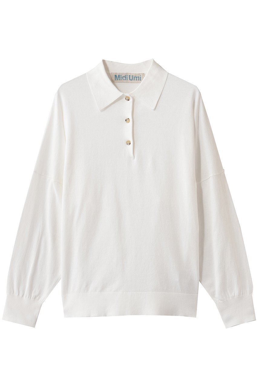 【ミディウミ/MidiUmi】のwide knit polo ポロ インテリア・キッズ・メンズ・レディースファッション・服の通販 founy(ファウニー) 　ファッション　Fashion　レディースファッション　Fashion for Women　トップス・カットソー　Cut & Sew Tops　ニット　Knit Tops & Sweaters　カジュアルプルオーバー・ニットトップス　Pullovers & Knit Tops / Casual Pullovers　なめらか　Smooth, Silky Texture　クラシカル　Classical, Vintage-Inspired　スラックス　Slacks, Dress Pants　スリーブ　Sleeve, Long Sleeve / Short Sleeve　デニム　Denim, Jeans Material　ファブリック　Fabric, Textile　リュクス　Luxury, Elegant, High-End, Chic　off white|ID: prp329100004892528 ipo3291000000036571276