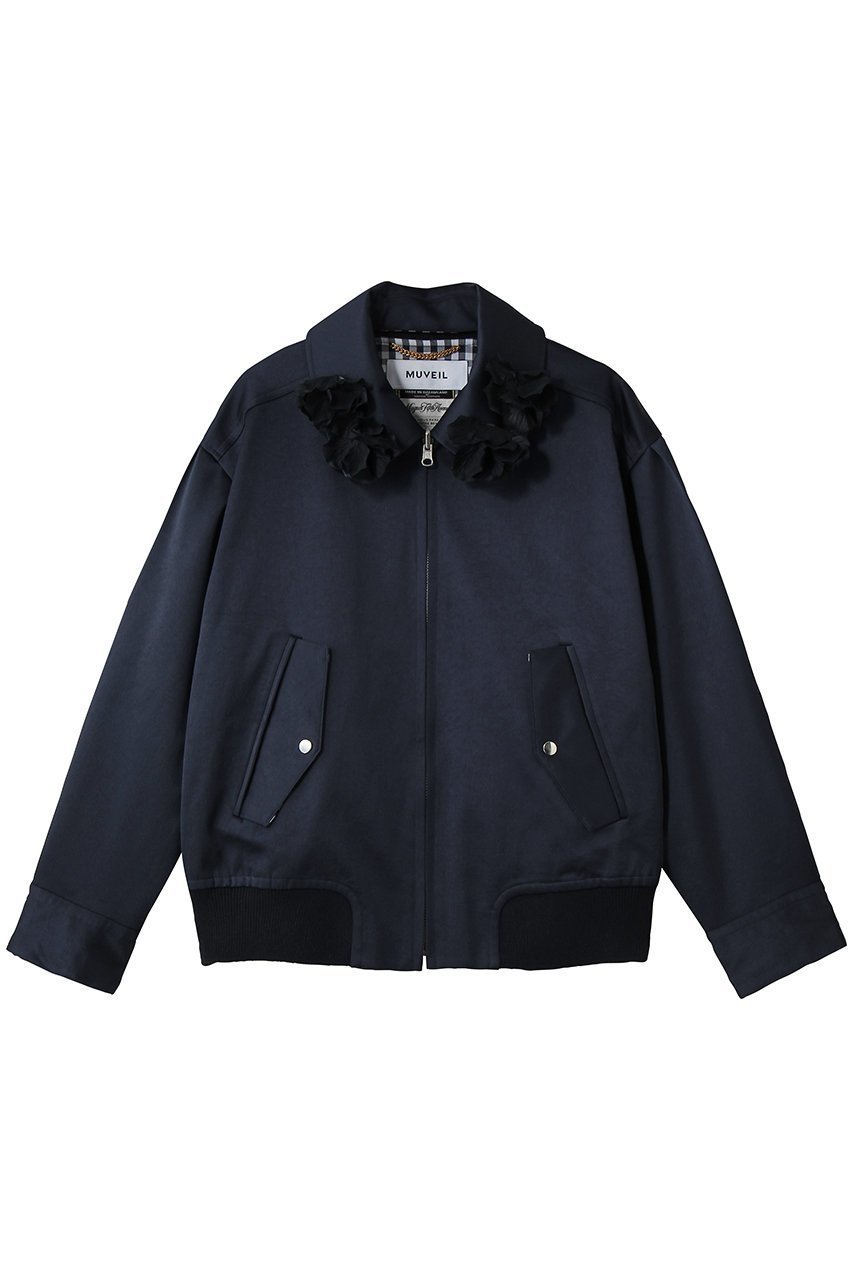 【ミュベール/MUVEIL】のリバーシブルウィングトップサテンブルゾン インテリア・キッズ・メンズ・レディースファッション・服の通販 founy(ファニー) 　ファッション　Fashion　レディースファッション　Fashion for Women　アウター　Coat / Outerwear Collection　レディースジャケット・軽アウター　Jackets　ブルゾンジャケット・スポーティアウター　Blouson Jackets　おすすめ　Recommended / Our Picks　ギンガム　Gingham, Gingham Fabric　サテン　Satin, Glossy Fabric　ジャケット　Jacket, Outerwear　チェック　Check, Plaid, Tartan　ブルゾン　Blouson, Bomber Jacket　ボンディング　Bonding, Bonded Fabric　リバーシブル　Reversible, Two-Sided　ネイビー|ID: prp329100004892536 ipo3291000000036571330