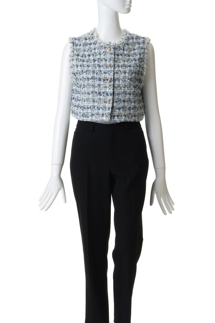 【ランバン オン ブルー/LANVIN en Bleu】のリボンヤーンツイードショートベスト 人気、トレンドファッション・服の通販 founy(ファニー) 　ファッション　Fashion　レディースファッション　Fashion for Women　アウター　Coat / Outerwear Collection　レディースジャケット・軽アウター　Jackets　クラシカル　Classical, Vintage-Inspired　コンパクト　Compact, Small Size　ショート　Short, Short Length　ジャケット　Jacket, Outerwear　ツイード　Twill, Twill Weave　バランス　Balance, Style Balance　フォーマル　Formal, Dressy　ベスト　Vest, Waistcoat　other-2|ID: prp329100004892551 ipo3291000000036571461