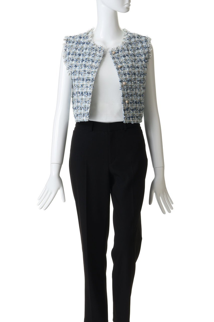 【ランバン オン ブルー/LANVIN en Bleu】のリボンヤーンツイードショートベスト 人気、トレンドファッション・服の通販 founy(ファニー) 　ファッション　Fashion　レディースファッション　Fashion for Women　アウター　Coat / Outerwear Collection　レディースジャケット・軽アウター　Jackets　クラシカル　Classical, Vintage-Inspired　コンパクト　Compact, Small Size　ショート　Short, Short Length　ジャケット　Jacket, Outerwear　ツイード　Twill, Twill Weave　バランス　Balance, Style Balance　フォーマル　Formal, Dressy　ベスト　Vest, Waistcoat　other-7|ID: prp329100004892551 ipo3291000000036571466