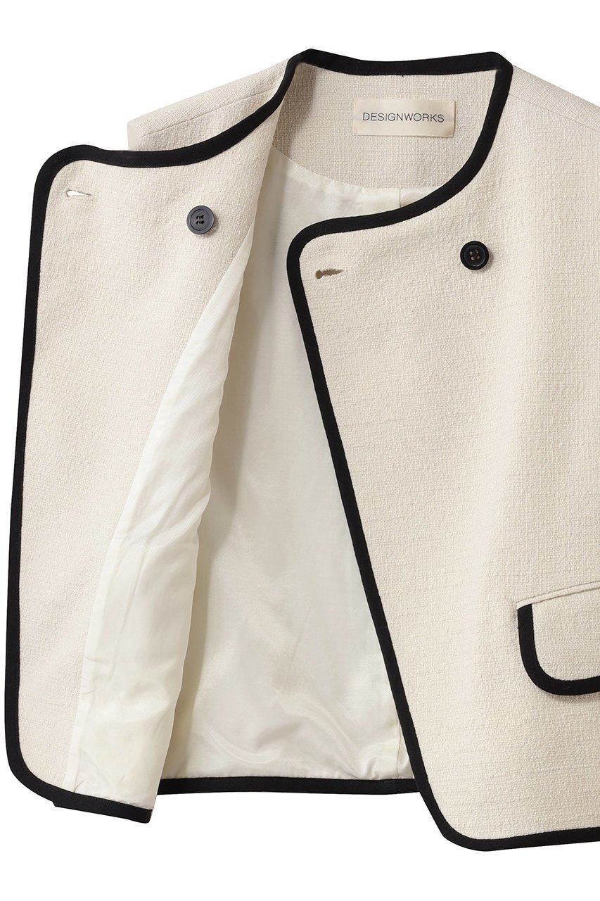 【デザイン ワークス/DESIGN WORKS】のロービングドビーショートパイピングベスト 人気、トレンドファッション・服の通販 founy(ファニー) ファッション Fashion レディースファッション Fashion for Women アウター Coat / Outerwear Collection レディースジャケット・軽アウター Jackets ウォーム Warm Fabric コンパクト Compact, Small Size ジャケット Jacket, Outerwear ダブル Double, Double-Breasted パイピング Piping, Trim Design ベスト Vest, Waistcoat ボトム Bottoms, Lower Wear エレガント 上品 Elegant 再入荷 Restock / Back in Stock 別注 Limited Edition, Custom Order other-6|ID: prp329100004892560 ipo3291000000036571529