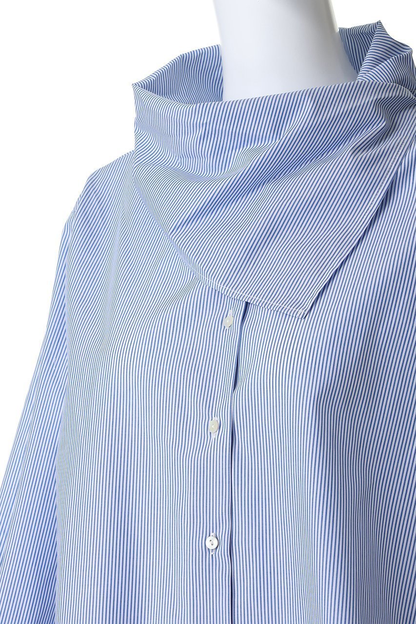 【ミズイロ インド/mizuiro ind】のstripe scarf collar shirt シャツ 人気、トレンドファッション・服の通販 founy(ファニー) 　ファッション　Fashion　レディースファッション　Fashion for Women　トップス・カットソー　Cut & Sew Tops　シャツ・ブラウス・オフィスカジュアル　Elegant Blouses & Button-Ups　スカーフ　Scarf, Neckwear　ストライプ　Stripe, Striped Pattern　スリット　Slit, Slit Detail　スリーブ　Sleeve, Long Sleeve / Short Sleeve　デニム　Denim, Jeans Material　ロング　Long, Long-Length　エレガント 上品　Elegant　other-5|ID: prp329100004892562 ipo3291000000036571553