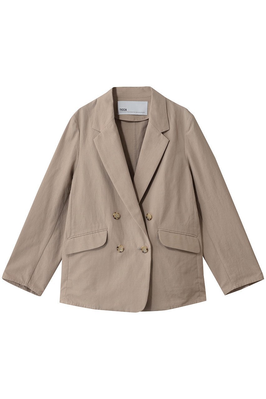 【ティッカ/TICCA】のコットンシルクラミーダブルジャケット インテリア・キッズ・メンズ・レディースファッション・服の通販 founy(ファウニー) 　ファッション　Fashion　レディースファッション　Fashion for Women　アウター　Coat / Outerwear Collection　レディースジャケット・軽アウター　Jackets　シルク　Silk, 100% Silk　ジャケット　Jacket, Outerwear　ダブル　Double, Double-Breasted　フォーマル　Formal, Dressy　エレガント 上品　Elegant　ベージュ|ID: prp329100004892574 ipo3291000000036571626