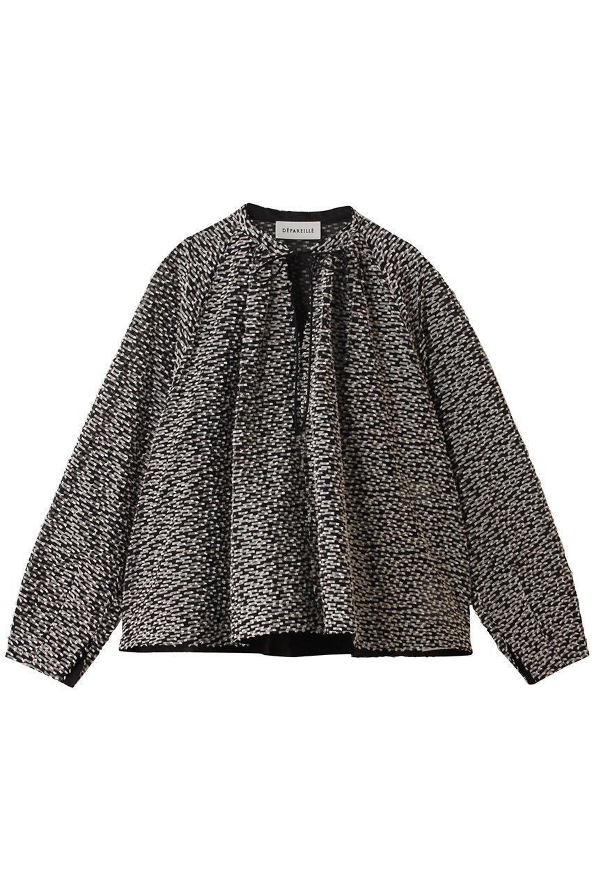 【デパリエ/DEPAREILLE】のテープカットジャカードブラウス インテリア・キッズ・メンズ・レディースファッション・服の通販 founy(ファニー) 　ファッション　Fashion　レディースファッション　Fashion for Women　トップス・カットソー　Cut & Sew Tops　シャツ・ブラウス・オフィスカジュアル　Elegant Blouses & Button-Ups　エレガント 上品　Elegant　シアー　Sheer, See-Through　シンプル　Simple, Minimal　スリーブ　Sleeve, Long Sleeve / Short Sleeve　ボトム　Bottoms, Lower Wear　ロング　Long, Long-Length　ブラック|ID: prp329100004892667 ipo3291000000036572254