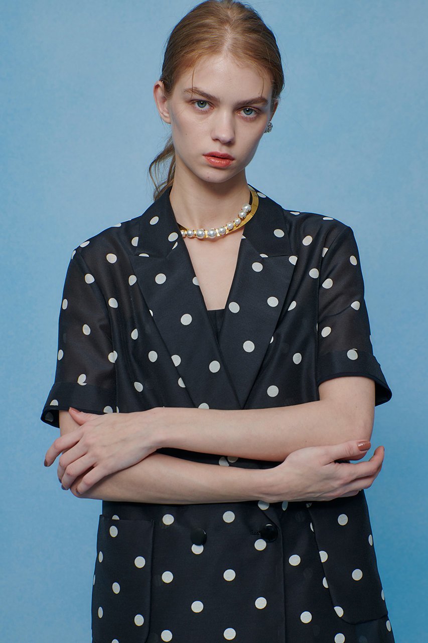 【アルアバイル/allureville】の【LOULOU WILLOUGHBY】オーガンドットハーフスリーブジャケット インテリア・キッズ・メンズ・レディースファッション・服の通販 founy(ファウニー) 　ファッション　Fashion　レディースファッション　Fashion for Women　アウター　Coat / Outerwear Collection　レディースジャケット・軽アウター　Jackets　おすすめ　Recommended / Our Picks　オーガンジー　Organza Fabric　ジャケット　Jacket, Outerwear　ドット　Polka Dot, Dot Pattern　プリント　Print, Printed Pattern　再入荷　Restock / Back in Stock　半袖　Short Sleeve, Half Sleeve　ブラック|ID: prp329100004892708 ipo3291000000036572565