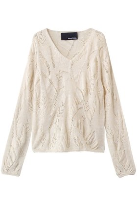 【エリオポール/heliopole】 【boussole】LEAF LACE Vネックニット人気、トレンドファッション・服の通販 founy(ファニー) ファッション Fashion レディースファッション Fashion for Women トップス・カットソー Cut & Sew Tops ニット Knit Tops & Sweaters カジュアルプルオーバー・ニットトップス Pullovers & Knit Tops / Casual Pullovers Vネックトップス V-Neck Tops / V-Cut Neckline Shirts ドレープ Drape, Draping Fabric ランダム Random, Irregular レース Lace, Lace Fabric 夏 Summer 春 Spring S/S・春夏 SS, Spring/Summer, Warm Season 透かし Cut-Out, Lacework |ID:prp329100004892735