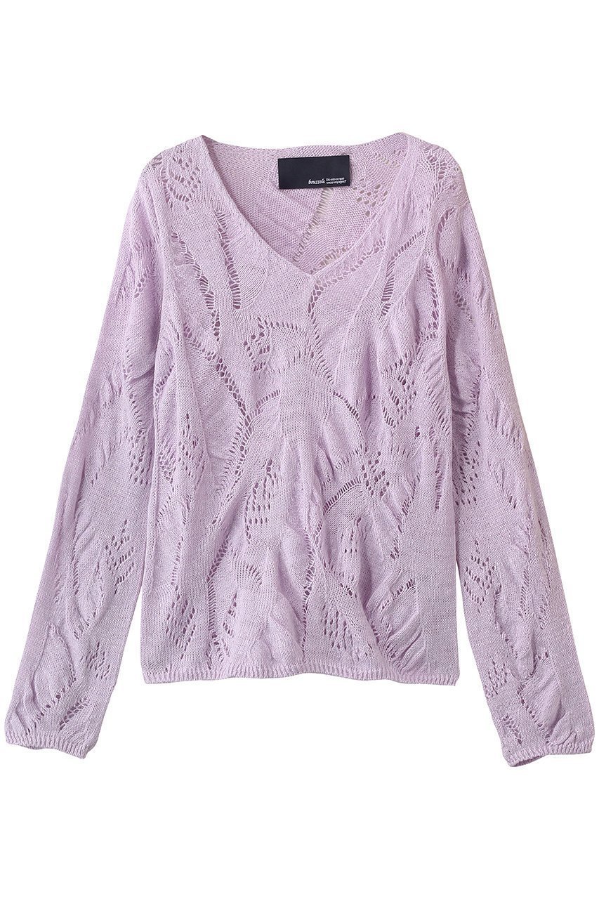 【エリオポール/heliopole】の【boussole】LEAF LACE Vネックニット インテリア・キッズ・メンズ・レディースファッション・服の通販 founy(ファニー) ファッション Fashion レディースファッション Fashion for Women トップス・カットソー Cut & Sew Tops ニット Knit Tops & Sweaters カジュアルプルオーバー・ニットトップス Pullovers & Knit Tops / Casual Pullovers Vネックトップス V-Neck Tops / V-Cut Neckline Shirts ドレープ Drape, Draping Fabric ランダム Random, Irregular レース Lace, Lace Fabric 夏 Summer 春 Spring S/S・春夏 SS, Spring/Summer, Warm Season 透かし Cut-Out, Lacework ピンク系|ID: prp329100004892735 ipo3291000000036572784