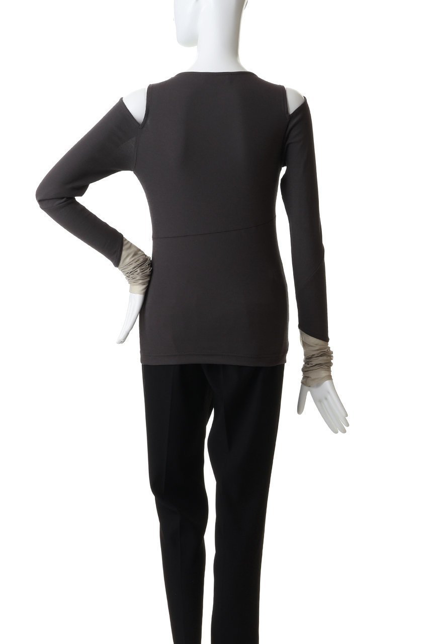 【エリオポール/heliopole】の【muller of yoshiokubo】DIAGONAL L/SLEEVE トップ 人気、トレンドファッション・服の通販 founy(ファニー) 　ファッション　Fashion　レディースファッション　Fashion for Women　トップス・カットソー　Cut & Sew Tops　シャツ・ブラウス・オフィスカジュアル　Elegant Blouses & Button-Ups　ロングTシャツ・Tシャツ　Longline T-Shirts & Tees　カットソー・ベーシックTシャツ　Cut-and-Sewn Tops / Stretch Tees & Basics　アシンメトリー　Asymmetrical Style　カッティング　Cutting Detail　カットソー　Cut and Sewn Top　シアー　Sheer, See-Through　ジャケット　Jacket, Outerwear　スリーブ　Sleeve, Long Sleeve / Short Sleeve　チュール　Tulip, Tulip Motif　ドッキング　Docking, Mixed Material　フィット　Fit, Slim Fit　ロング　Long, Long-Length　長袖　Long Sleeve, Full Sleeve　other-4|ID: prp329100004892740 ipo3291000000036572833