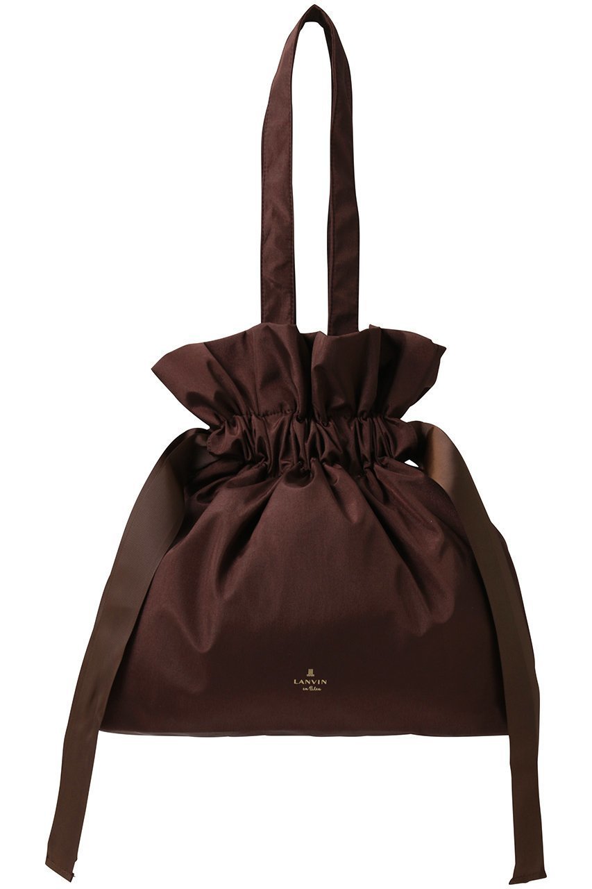 【ランバン オン ブルー/LANVIN en Bleu】のグログランギャザートートバッグ インテリア・キッズ・メンズ・レディースファッション・服の通販 founy(ファウニー) 　ファッション　Fashion　レディースファッション　Fashion for Women　バッグ　Bags　ギャザー　Gathered, Ruffled　フェミニン　Feminine, Girly　巾着　Drawstring Bag, Kinchaku　ブラウン|ID: prp329100004892784 ipo3291000000036573223