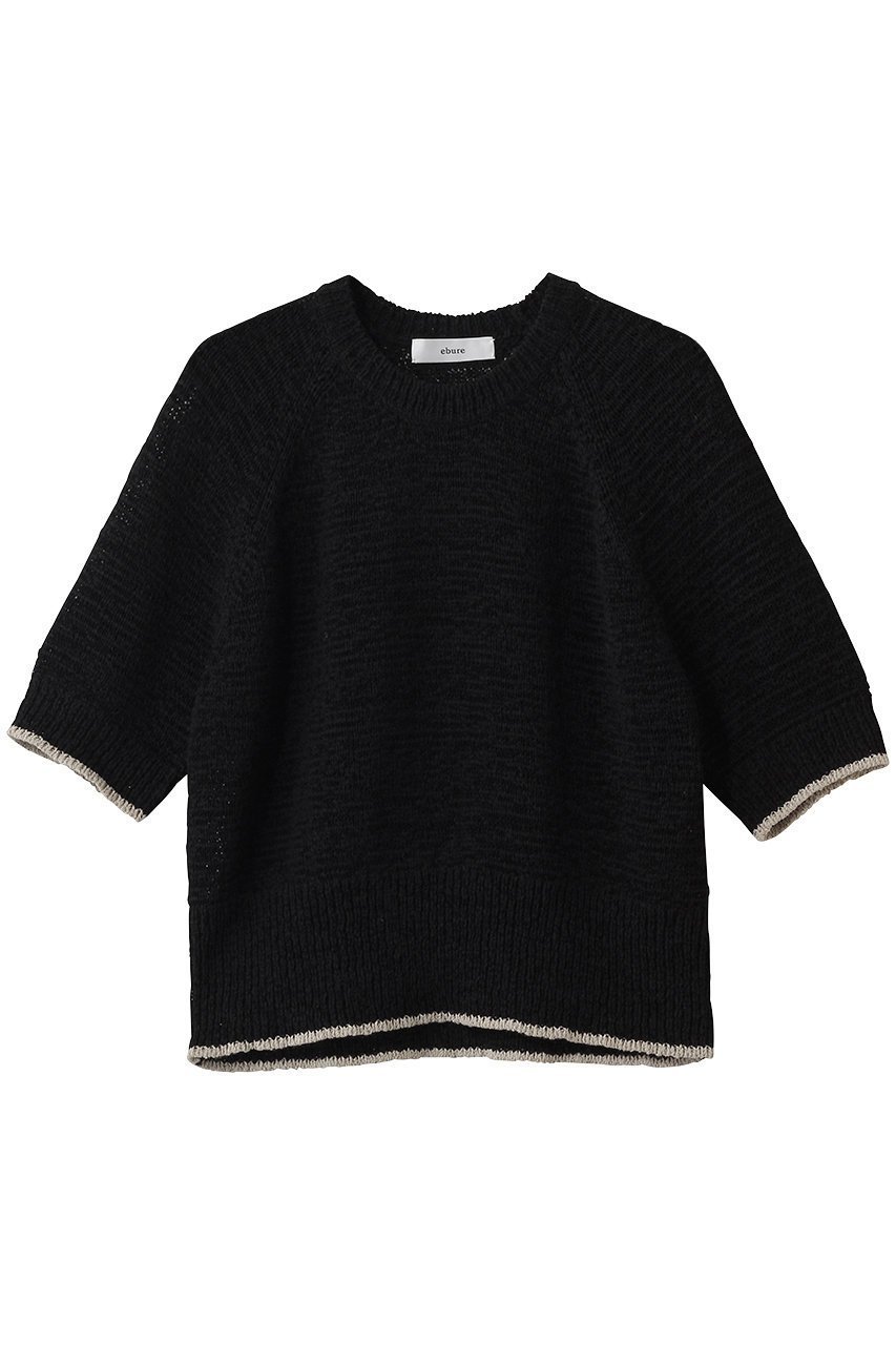 【エブール/ebure】のナチュラルテープニット 半袖リブニットプルオーバー インテリア・キッズ・メンズ・レディースファッション・服の通販 founy(ファニー) ファッション Fashion レディースファッション Fashion for Women トップス・カットソー Cut & Sew Tops ニット Knit Tops & Sweaters カジュアルプルオーバー・ニットトップス Pullovers & Knit Tops / Casual Pullovers イタリア Italy コンパクト Compact, Small Size エレガント 上品 Elegant 半袖 Short Sleeve, Half Sleeve ブラック|ID: prp329100004892799 ipo3291000000036573372