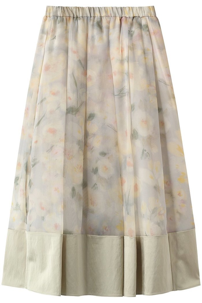 【エブール/ebure】のフラワープリントオーガンジー イージーギャザースカート インテリア・キッズ・メンズ・レディースファッション・服の通販 founy(ファニー) https://founy.com/ ファッション Fashion レディースファッション Fashion for Women スカート Skirts オーガンジー Organza Fabric ギャザー Gathered, Ruffled サテン Satin, Glossy Fabric シルク Silk, 100% Silk フラワー Flower, Floral プリント Print, Printed Pattern プリーツ Pleats, Pleated モチーフ Motif, Design Theme 春 Spring |ID: prp329100004892801 ipo3291000000036573380