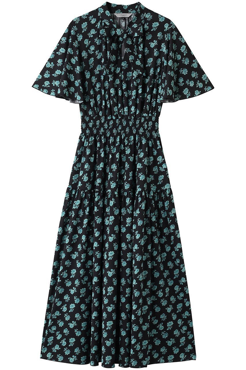【コルコバード/CORCOVADO】のジャージーボウタイドレス インテリア・キッズ・メンズ・レディースファッション・服の通販 founy(ファニー) 　ファッション　Fashion　レディースファッション　Fashion for Women　ワンピース　Dresses　フォーマル・パーティードレス・結婚式用ドレス　Elegant & Casual Dresses　チュニック　Tunic Tops & Dresses　スリーブ　Sleeve, Long Sleeve / Short Sleeve　チュニック　Tunic, Long Top　パーティ　Party, Party Style　フィット　Fit, Slim Fit　フレア　Flare, Flared　プリント　Print, Printed Pattern　リボン　Ribbon, Bow　エレガント 上品　Elegant　ガーデン|ID: prp329100004892829 ipo3291000000036573647