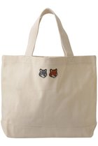 【メゾン キツネ/MAISON KITSUNE】の【UNISEX】DOUBLE FOX HEAD トートバッグ エクリュ|ID: prp329100004892847 ipo3291000000036573790