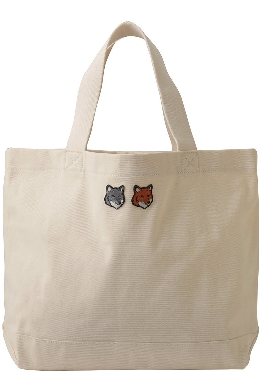 【メゾン キツネ/MAISON KITSUNE】の【UNISEX】DOUBLE FOX HEAD トートバッグ インテリア・キッズ・メンズ・レディースファッション・服の通販 founy(ファウニー) 　ファッション　Fashion　レディースファッション　Fashion for Women　バッグ　Bags　ユニセックス　Unisex, Genderless　シンプル　Simple, Minimal　パッチ　Patch, Appliqué　フロント　Front, Front Design　ベーシック　Basic, Essential　ビジネス 仕事 通勤　Business / Work / Commuting　エクリュ|ID: prp329100004892847 ipo3291000000036573790