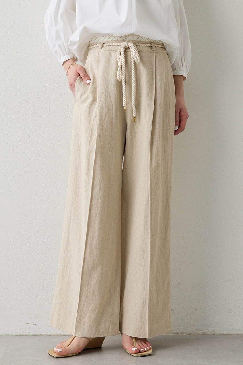 【ウィムガゼット/Whim Gazette】の【THE PAUSE】ロープベルトパンツ インテリア・キッズ・メンズ・レディースファッション・服の通販 founy(ファニー) ファッション Fashion レディースファッション Fashion for Women パンツ Pants & Trousers ベルト&ウエストマーク Belts & Waist Accessories スタイリッシュ Stylish, Fashionable ストライプ Stripe, Striped Pattern ストレート Straight, Straight Cut リネン Linen, Linen Fabric ワイド Wide, Wide Fit ベージュ|ID: prp329100004892880 ipo3291000000036574058