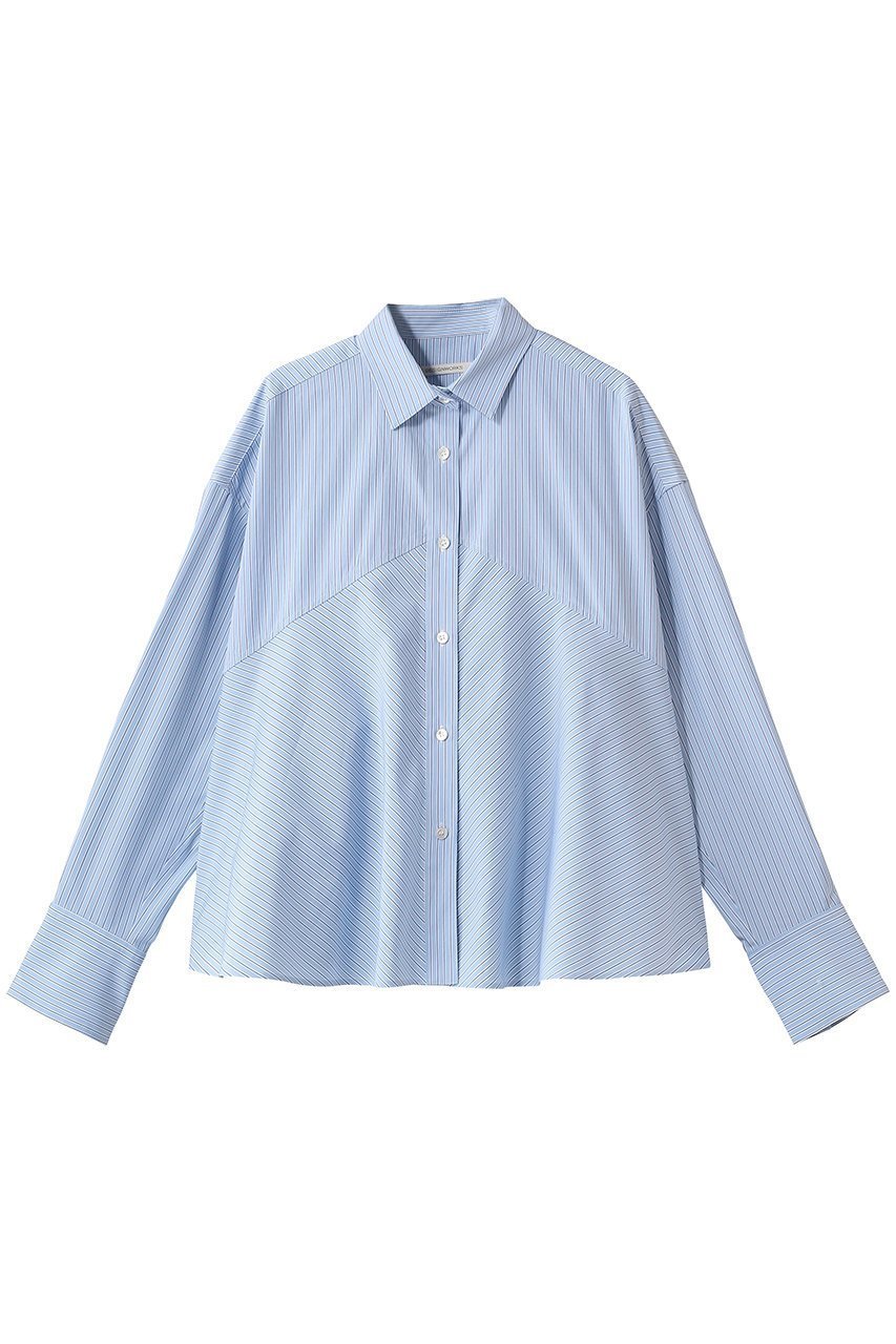 【デザイン ワークス/DESIGN WORKS】のシルケットペプラムシャツ 人気、トレンドファッション・服の通販 founy(ファニー) 　ファッション　Fashion　レディースファッション　Fashion for Women　トップス・カットソー　Cut & Sew Tops　シャツ・ブラウス・オフィスカジュアル　Elegant Blouses & Button-Ups　シルケット　Silket, Silky Cotton　スリーブ　Sleeve, Long Sleeve / Short Sleeve　センター　Center, Center Line　デニム　Denim, Jeans Material　フレア　Flare, Flared　ペプラム　Peplum, Flared Hem　ロング　Long, Long-Length　エレガント 上品　Elegant　 other-1|ID: prp329100004892889 ipo3291000000036574131