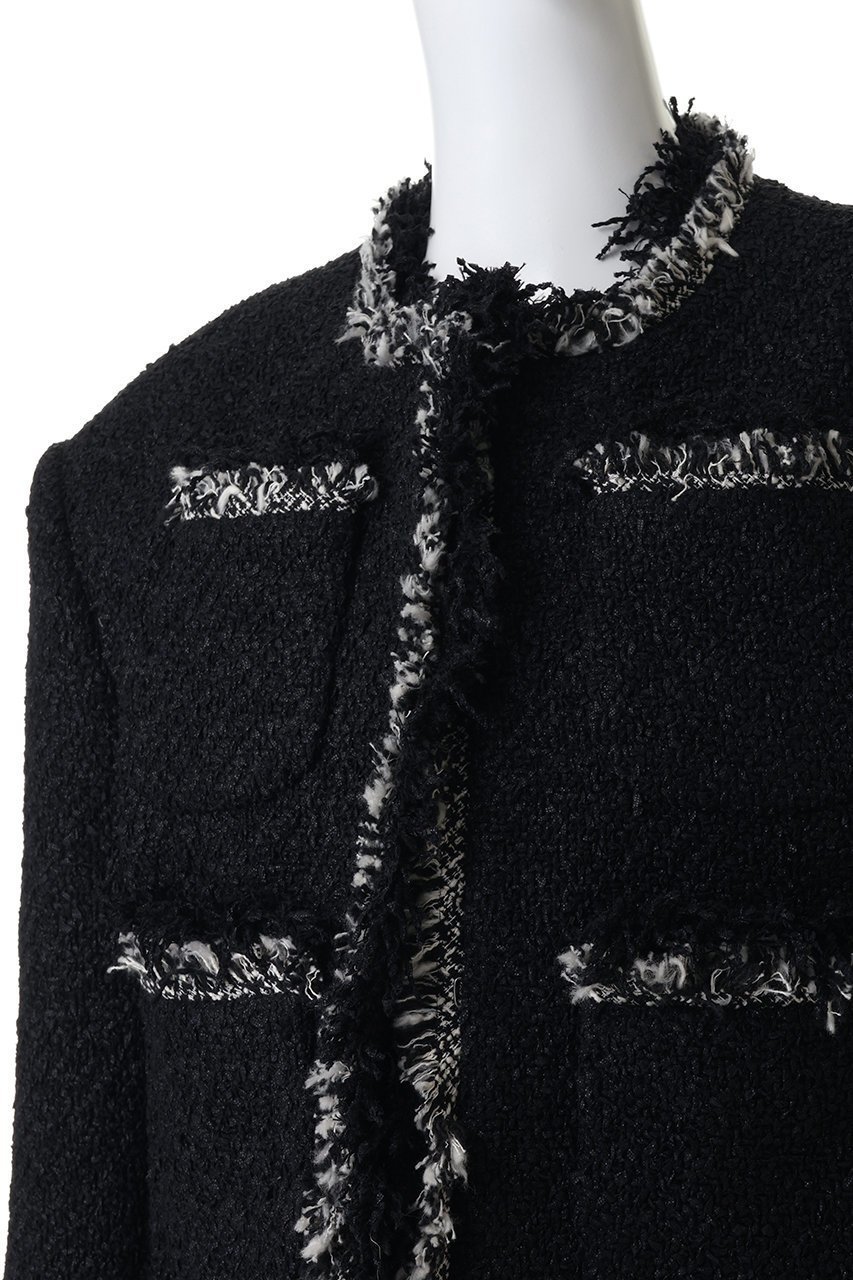 【ジェイドット/j.】のリングツイード ノーカラートリムジャケット 人気、トレンドファッション・服の通販 founy(ファニー) 　ファッション　Fashion　レディースファッション　Fashion for Women　アウター　Coat / Outerwear Collection　レディースジャケット・軽アウター　Jackets　オケージョン　Occasion Wear　ジャケット　Jacket, Outerwear　ツイード　Twill, Twill Weave　パーティ　Party, Party Style　フリンジ　Fringe, Tassel　ポケット　Pocket, Pocket Detail　モノトーン　Monotone, Black and White　エレガント 上品　Elegant　other-5|ID: prp329100004892891 ipo3291000000036574157