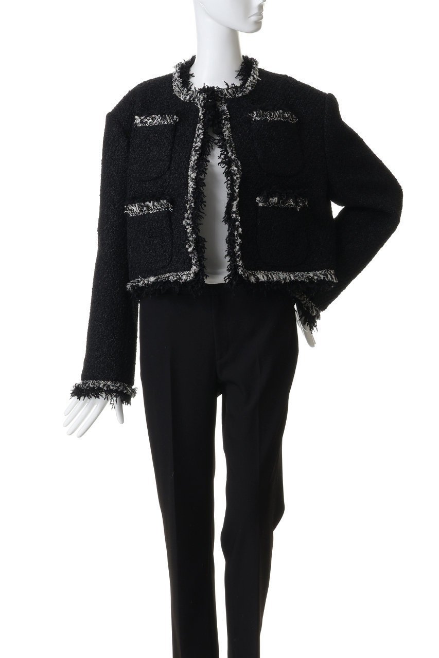 【ジェイドット/j.】のリングツイード ノーカラートリムジャケット 人気、トレンドファッション・服の通販 founy(ファニー) 　ファッション　Fashion　レディースファッション　Fashion for Women　アウター　Coat / Outerwear Collection　レディースジャケット・軽アウター　Jackets　オケージョン　Occasion Wear　ジャケット　Jacket, Outerwear　ツイード　Twill, Twill Weave　パーティ　Party, Party Style　フリンジ　Fringe, Tassel　ポケット　Pocket, Pocket Detail　モノトーン　Monotone, Black and White　エレガント 上品　Elegant　other-7|ID: prp329100004892891 ipo3291000000036574159