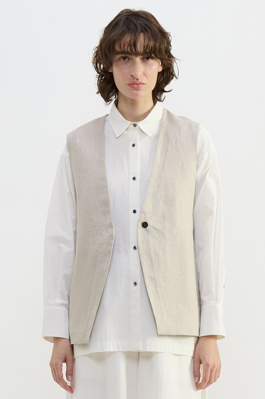 【プレインピープル/PLAIN PEOPLE】のリネンオックスデザインベスト 人気、トレンドファッション・服の通販 founy(ファニー) 　ファッション　Fashion　レディースファッション　Fashion for Women　アウター　Coat / Outerwear Collection　レディースジャケット・軽アウター　Jackets　ジャケット　Jacket, Outerwear　トリミング　Trimming, Decorative Edge　ベスト　Vest, Waistcoat　リネン　Linen, Linen Fabric　新作・新入荷　New Arrivals / New In　 other-1|ID: prp329100004892922 ipo3291000000036574390