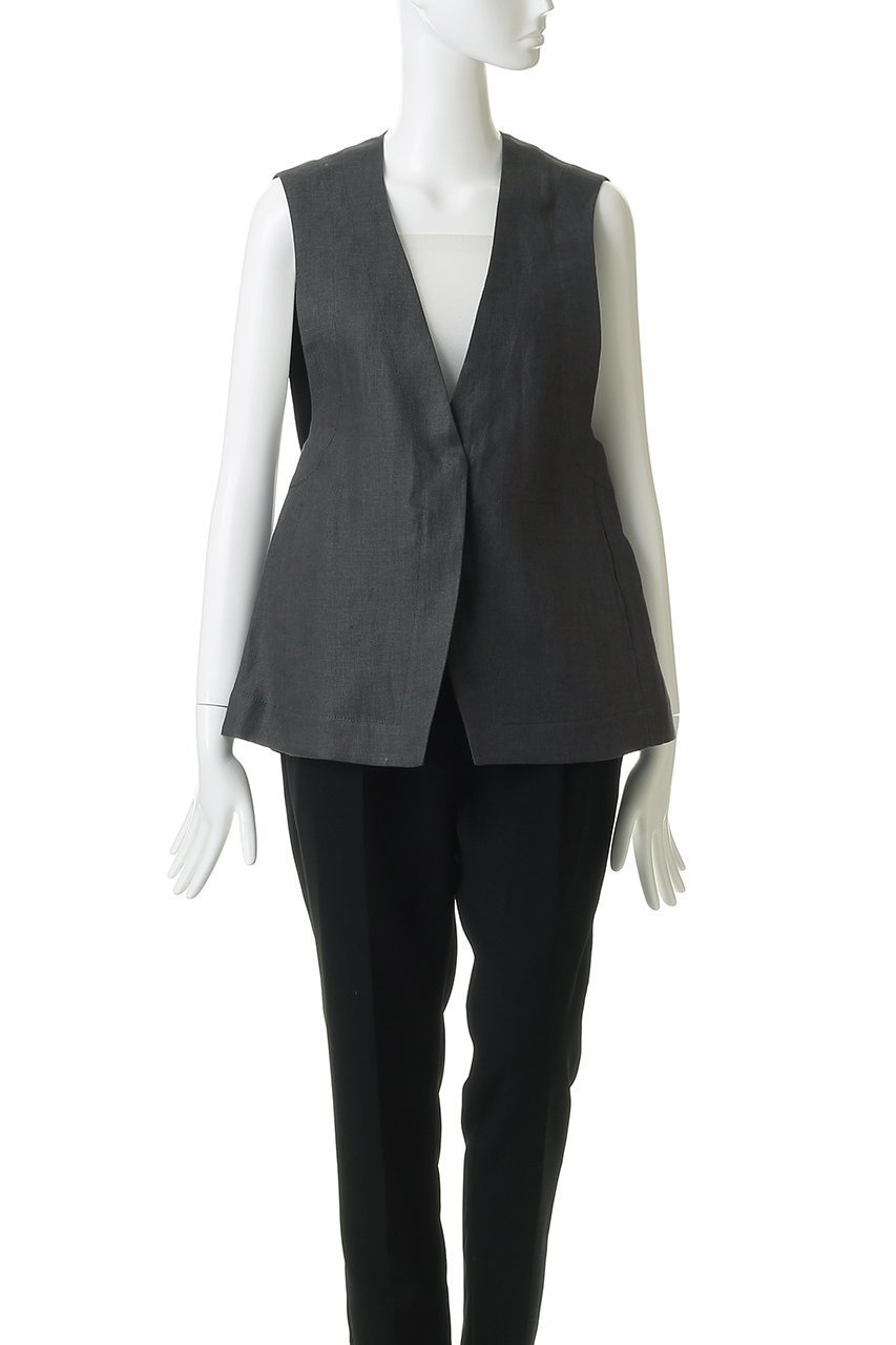 【プレインピープル/PLAIN PEOPLE】のリネンオックスデザインベスト 人気、トレンドファッション・服の通販 founy(ファニー) 　ファッション　Fashion　レディースファッション　Fashion for Women　アウター　Coat / Outerwear Collection　レディースジャケット・軽アウター　Jackets　ジャケット　Jacket, Outerwear　トリミング　Trimming, Decorative Edge　ベスト　Vest, Waistcoat　リネン　Linen, Linen Fabric　新作・新入荷　New Arrivals / New In　other-2|ID: prp329100004892922 ipo3291000000036574394