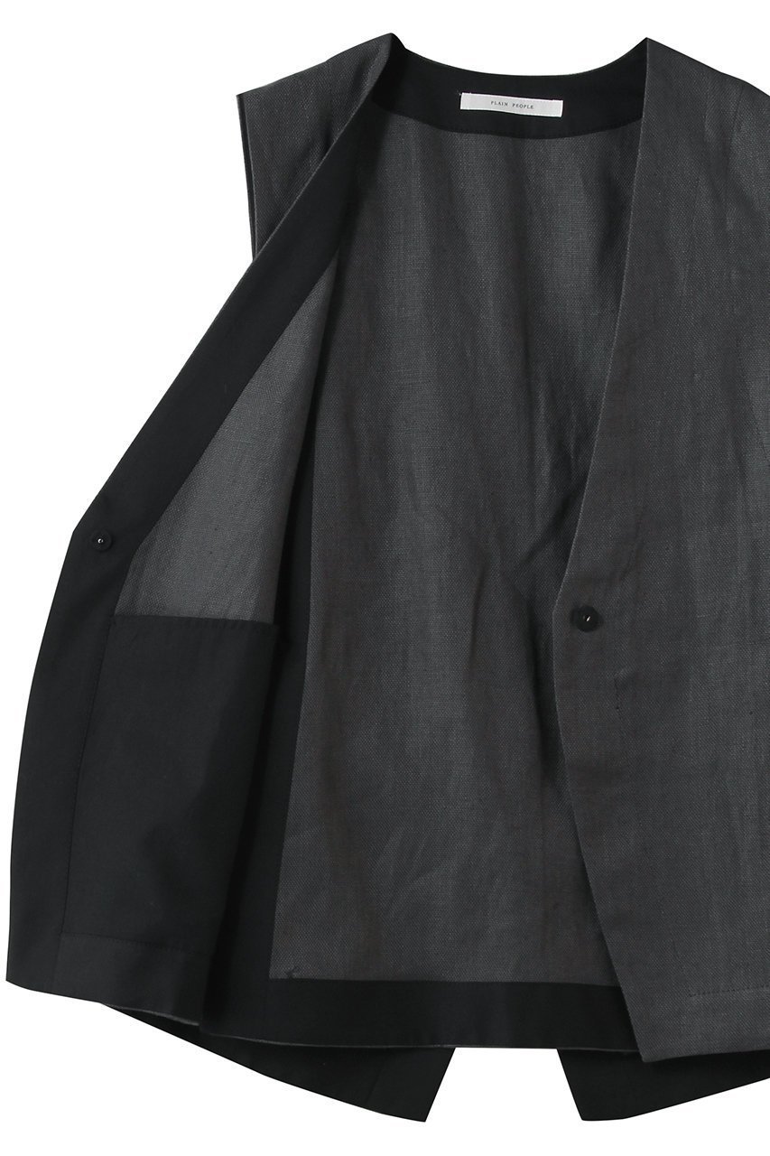【プレインピープル/PLAIN PEOPLE】のリネンオックスデザインベスト 人気、トレンドファッション・服の通販 founy(ファニー) 　ファッション　Fashion　レディースファッション　Fashion for Women　アウター　Coat / Outerwear Collection　レディースジャケット・軽アウター　Jackets　ジャケット　Jacket, Outerwear　トリミング　Trimming, Decorative Edge　ベスト　Vest, Waistcoat　リネン　Linen, Linen Fabric　新作・新入荷　New Arrivals / New In　other-7|ID: prp329100004892922 ipo3291000000036574402