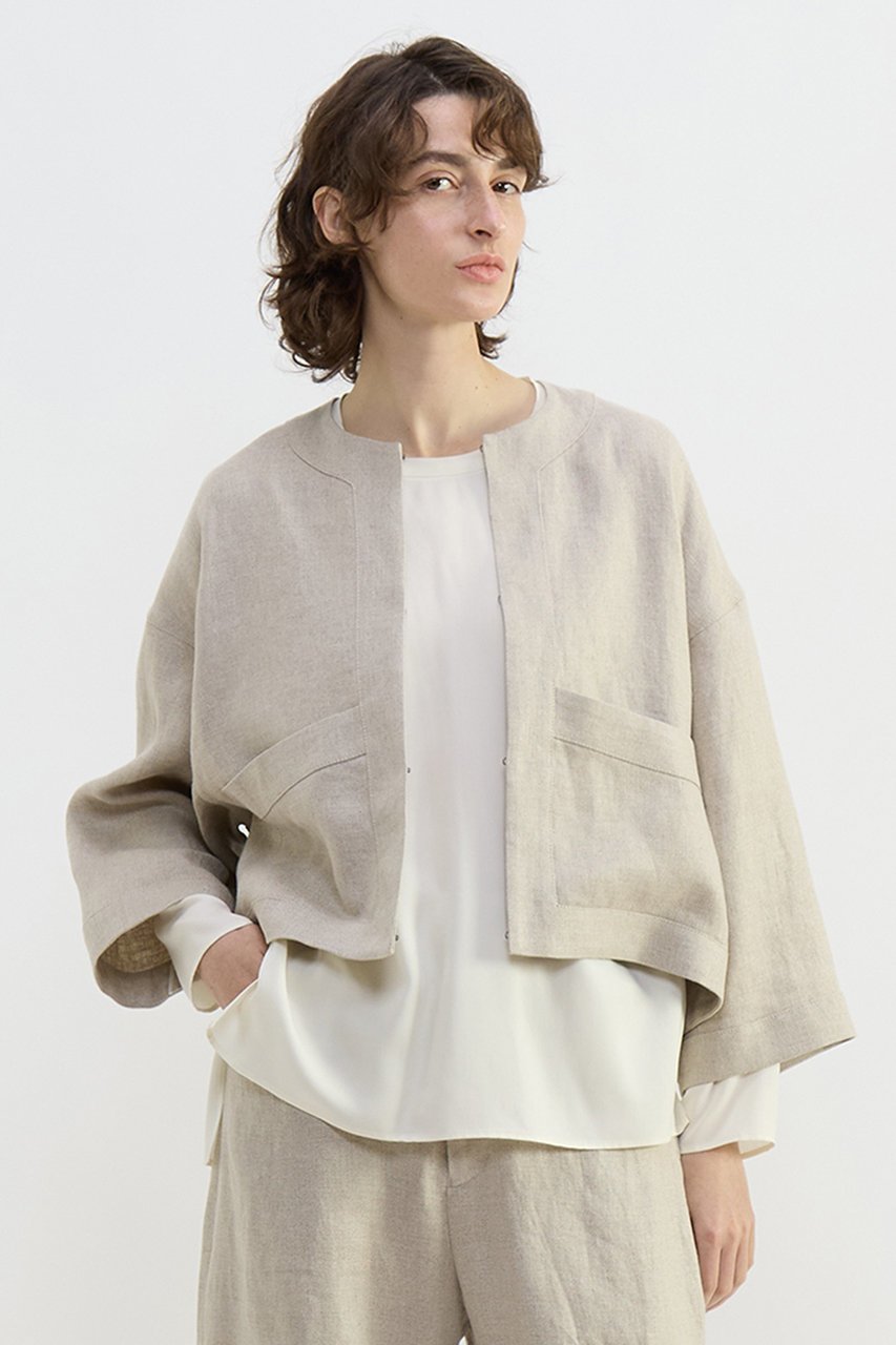 【プレインピープル/PLAIN PEOPLE】のリネンオックスショートジャケット 大人の最旬トレンドファッション＆コーディネート founy(ファウニー) 　ファッション　Fashion　レディースファッション　Fashion for Women　アウター　Coat / Outerwear Collection　レディースジャケット・軽アウター　Jackets　おすすめ　Recommended / Our Picks　ショート　Short, Short Length　シンプル　Simple, Minimal　ジャケット　Jacket, Outerwear　セットアップ　Set-Up, Coordinated Outfit　リネン　Linen, Linen Fabric　再入荷　Restock / Back in Stock　夏　Summer　春　Spring　S/S・春夏　SS, Spring/Summer, Warm Season　other-4|ID: prp329100004892924 ipo3291000000036612037