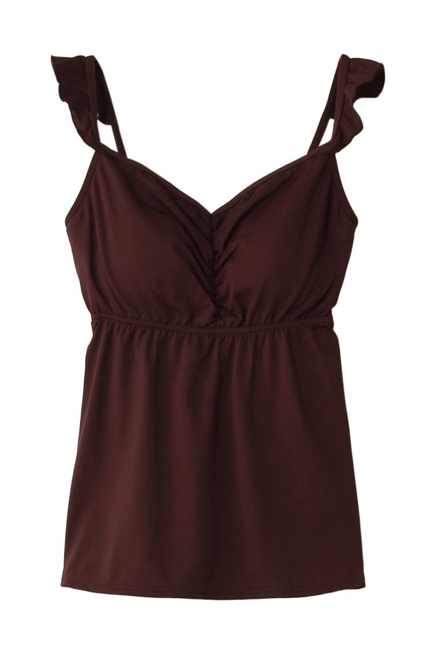 【レイール/Reir】のNAIRトップス インテリア・キッズ・メンズ・レディースファッション・服の通販 founy(ファニー) 　ファッション　Fashion　レディースファッション　Fashion for Women　トップス・カットソー　Cut & Sew Tops　キャミソール&ノースリーブ　Camisoles & Sleeveless Tops　シャツ・ブラウス・オフィスカジュアル　Elegant Blouses & Button-Ups　ロングTシャツ・Tシャツ　Longline T-Shirts & Tees　カットソー・ベーシックTシャツ　Cut-and-Sewn Tops / Stretch Tees & Basics　おすすめ　Recommended / Our Picks　なめらか　Smooth, Silky Texture　ガーリー　Girly, Feminine Style　キャミソール　Camisole, Spaghetti Strap Top　タンク　Tank Top, Sleeveless Top　フィット　Fit, Slim Fit　フリル　Frill, Ruffle　リゾート　Resort, Vacation Style　水着　Swimsuit, Swimwear　ブラウン|ID: prp329100004893087 ipo3291000000036575891