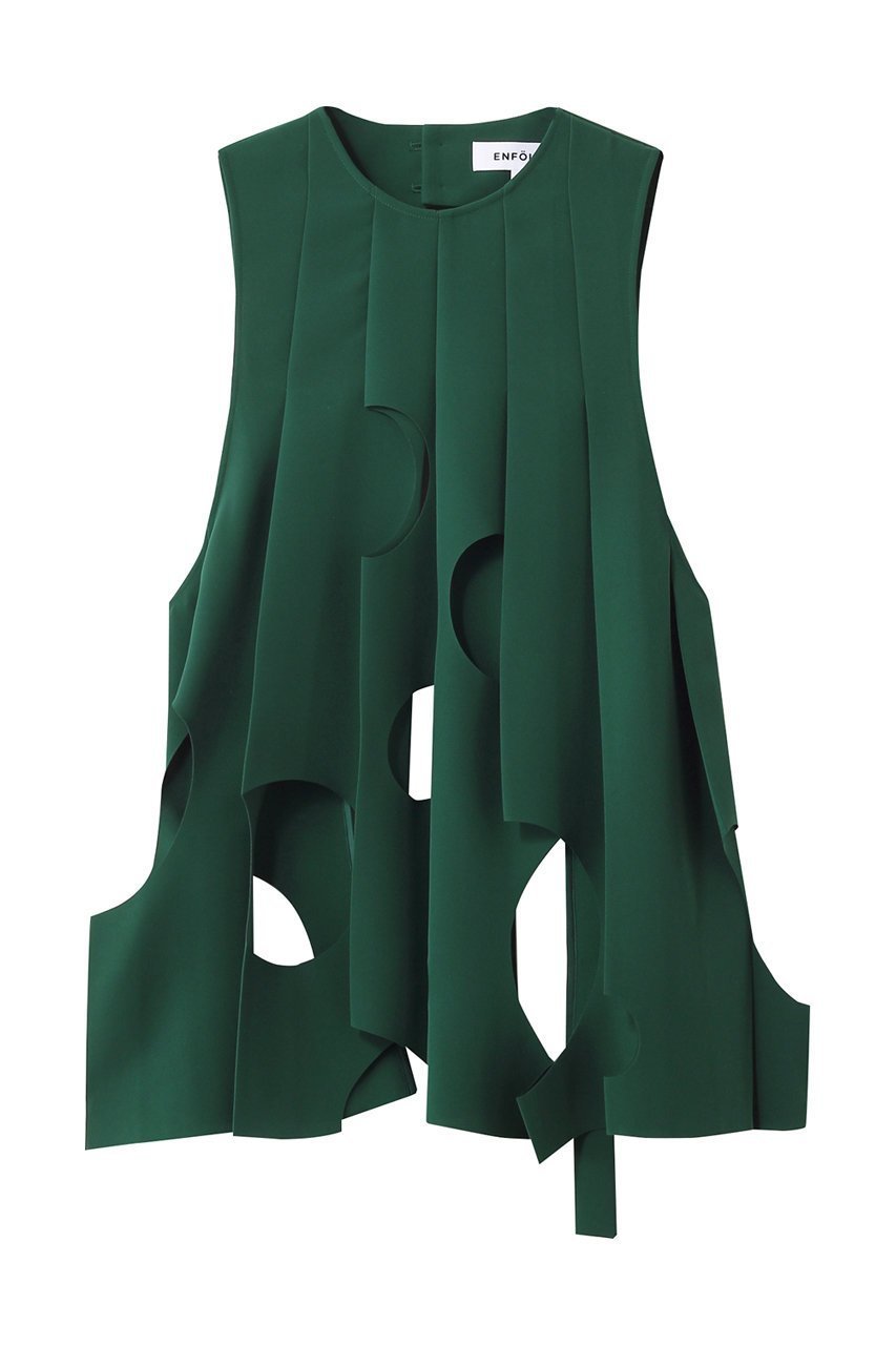 【エンフォルド/ENFOLD】のTONE-HOLE VEST/ベスト インテリア・キッズ・メンズ・レディースファッション・服の通販 founy(ファウニー) 　ファッション　Fashion　レディースファッション　Fashion for Women　アウター　Coat / Outerwear Collection　レディースジャケット・軽アウター　Jackets　インナー　Innerwear　ジャケット　Jacket, Outerwear　プリーツ　Pleats, Pleated　ベスト　Vest, Waistcoat　モチーフ　Motif, Design Theme　今季　This Season, Current Season　ダークグリーン|ID: prp329100004893150 ipo3291000000036576367