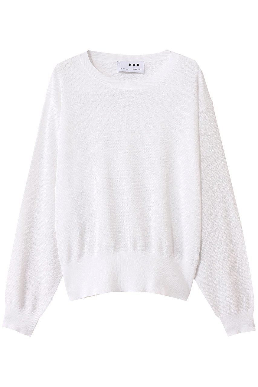 【スリー ドッツ/three dots】のシマーセーター メッシュトップス インテリア・キッズ・メンズ・レディースファッション・服の通販 founy(ファウニー) 　ファッション　Fashion　レディースファッション　Fashion for Women　トップス・カットソー　Cut & Sew Tops　ニット　Knit Tops & Sweaters　カジュアルプルオーバー・ニットトップス　Pullovers & Knit Tops / Casual Pullovers　サマー　Summer, Summer Style　シアー　Sheer, See-Through　トレンド　Trend, Trending Now　ワイド　Wide, Wide Fit　夏　Summer　定番　Standard, Basic Item　旅行　Travel　ホワイト|ID: prp329100004893188 ipo3291000000036576650