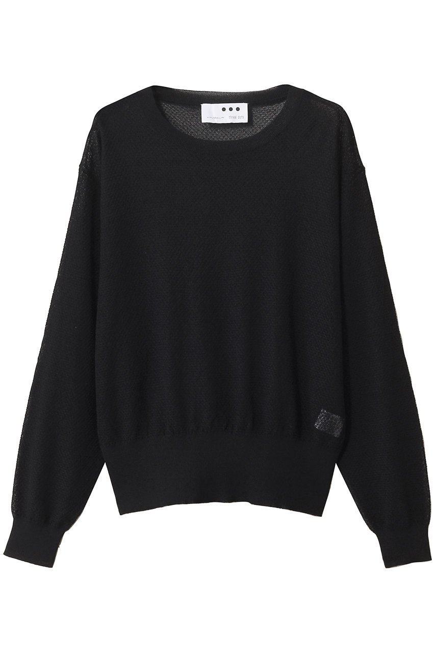 【スリー ドッツ/three dots】のシマーセーター メッシュトップス インテリア・キッズ・メンズ・レディースファッション・服の通販 founy(ファウニー) 　ファッション　Fashion　レディースファッション　Fashion for Women　トップス・カットソー　Cut & Sew Tops　ニット　Knit Tops & Sweaters　カジュアルプルオーバー・ニットトップス　Pullovers & Knit Tops / Casual Pullovers　サマー　Summer, Summer Style　シアー　Sheer, See-Through　トレンド　Trend, Trending Now　ワイド　Wide, Wide Fit　夏　Summer　定番　Standard, Basic Item　旅行　Travel　ブラック|ID: prp329100004893188 ipo3291000000036576651