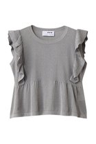 【スリー ドッツ/three dots】のシマーセーター ラッフルトップス グレー|ID: prp329100004893191 ipo3291000000036576668