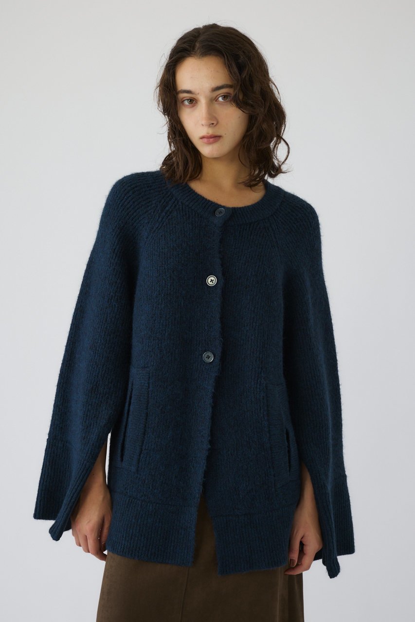 【リムアーク/RIM.ARK】のPoncho like raglan knit C/D/ニットカーディガン インテリア・キッズ・メンズ・レディースファッション・服の通販 founy(ファウニー) 　ファッション　Fashion　レディースファッション　Fashion for Women　トップス・カットソー　Cut & Sew Tops　ニット　Knit Tops & Sweaters　カーディガン・羽織り　Layered Style Cardigans　おすすめ　Recommended / Our Picks　カーディガン　Cardigan, Knitwear　スラックス　Slacks, Dress Pants　スリーブ　Sleeve, Long Sleeve / Short Sleeve　デニム　Denim, Jeans Material　ポンチョ　Poncho, Cape Style　リラックス　Relax, Relaxed Fit　ダークブルー|ID: prp329100004893361 ipo3291000000036578318