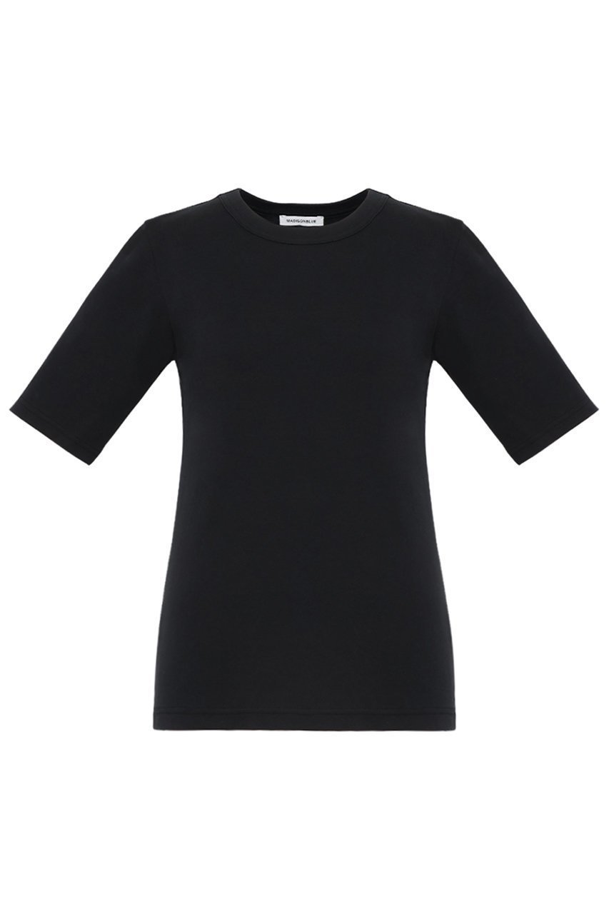 【マディソンブルー/MADISONBLUE】のCREW NECK H/S TEE クルーネックハーフスリーブTシャツ インテリア・キッズ・メンズ・レディースファッション・服の通販 founy(ファニー) 　ファッション　Fashion　レディースファッション　Fashion for Women　トップス・カットソー　Cut & Sew Tops　シャツ・ブラウス・オフィスカジュアル　Elegant Blouses & Button-Ups　ロングTシャツ・Tシャツ　Longline T-Shirts & Tees　カットソー・ベーシックTシャツ　Cut-and-Sewn Tops / Stretch Tees & Basics　エレガント 上品　Elegant　コンパクト　Compact, Small Size　ショート　Short, Short Length　シンプル　Simple, Minimal　スリーブ　Sleeve, Long Sleeve / Short Sleeve　バランス　Balance, Style Balance　ブラック|ID: prp329100004893411 ipo3291000000036578630
